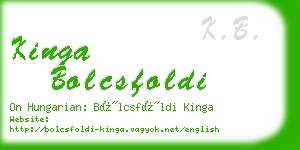 kinga bolcsfoldi business card